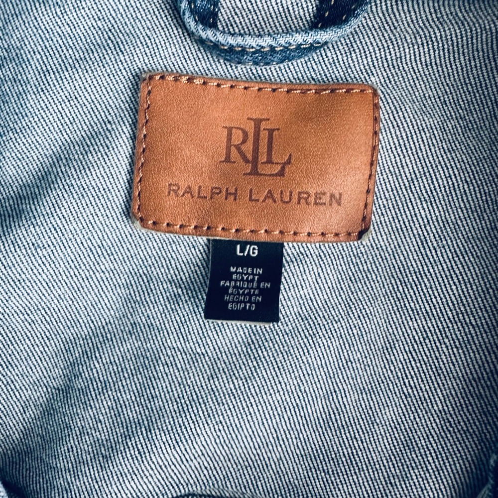 Lauren Ralph Lauren Womens Blue Denim Trucker Jacket Medium Wash Size Large - Picture 2 of 7